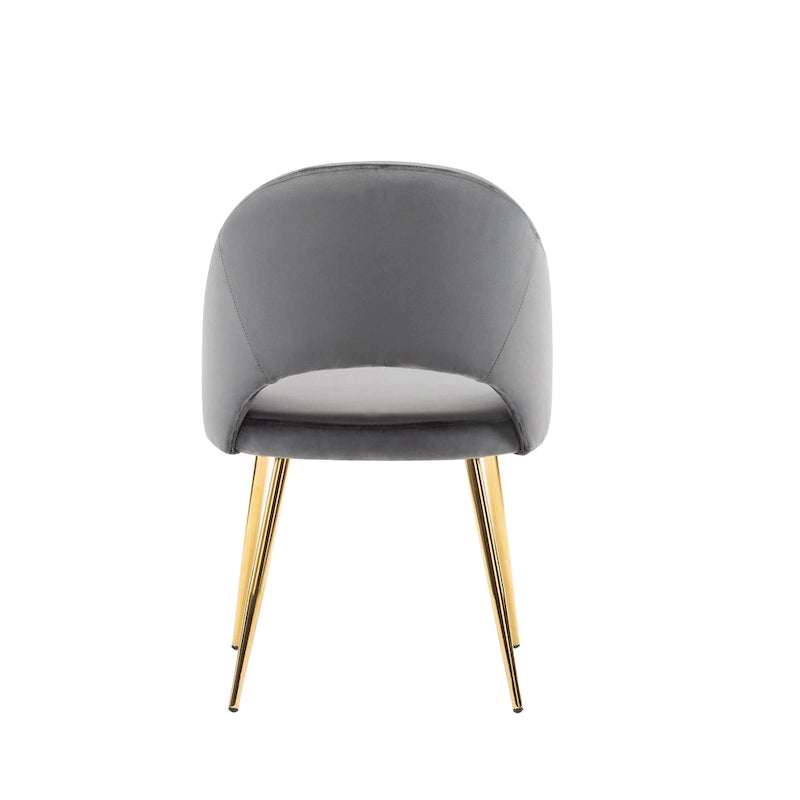 Chaises de salle à manger en velours avec pieds en métal doré (lot de 2)