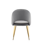 Chaises de salle à manger en velours avec pieds en métal doré (lot de 2)