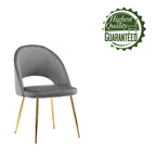 Chaises de salle à manger en velours avec pieds en métal doré (lot de 2)