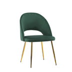 Chaises de salle à manger en velours avec pieds en métal doré (lot de 2)