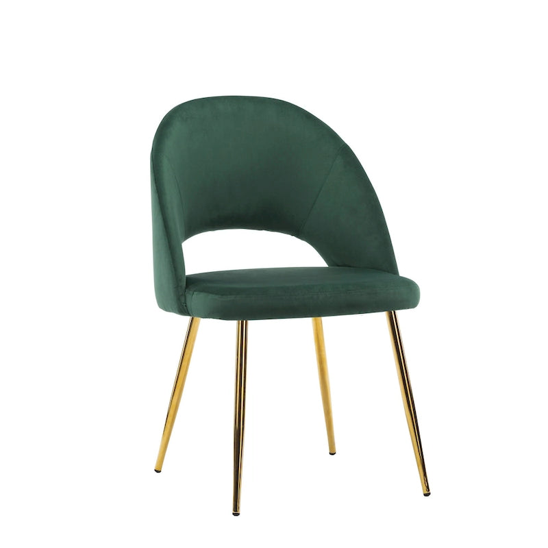 Chaises de salle à manger en velours avec pieds en métal doré (lot de 2)