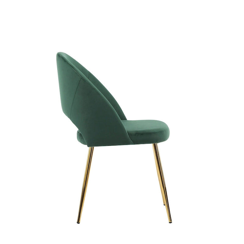 Chaises de salle à manger en velours avec pieds en métal doré (lot de 2)