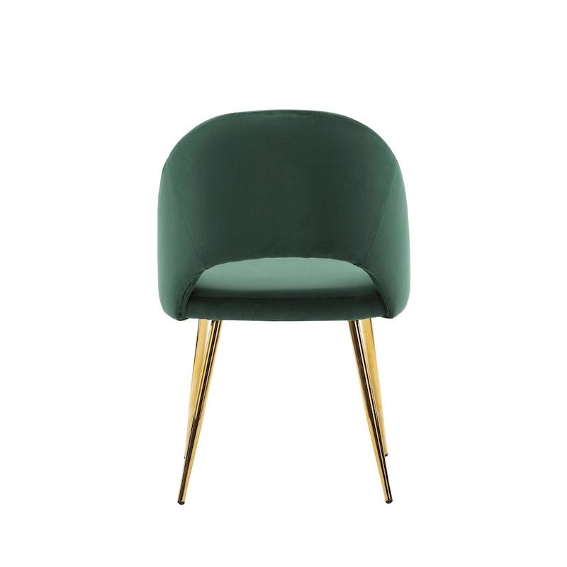 Chaises de salle à manger en velours avec pieds en métal doré (lot de 2)