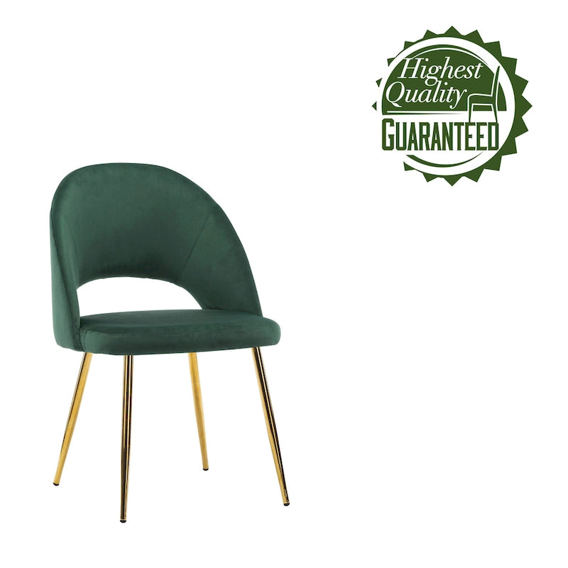 Chaises de salle à manger en velours avec pieds en métal doré (lot de 2)