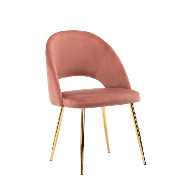 Chaises de salle à manger en velours avec pieds en métal doré (lot de 2)