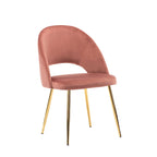 Chaises de salle à manger en velours avec pieds en métal doré (lot de 2)