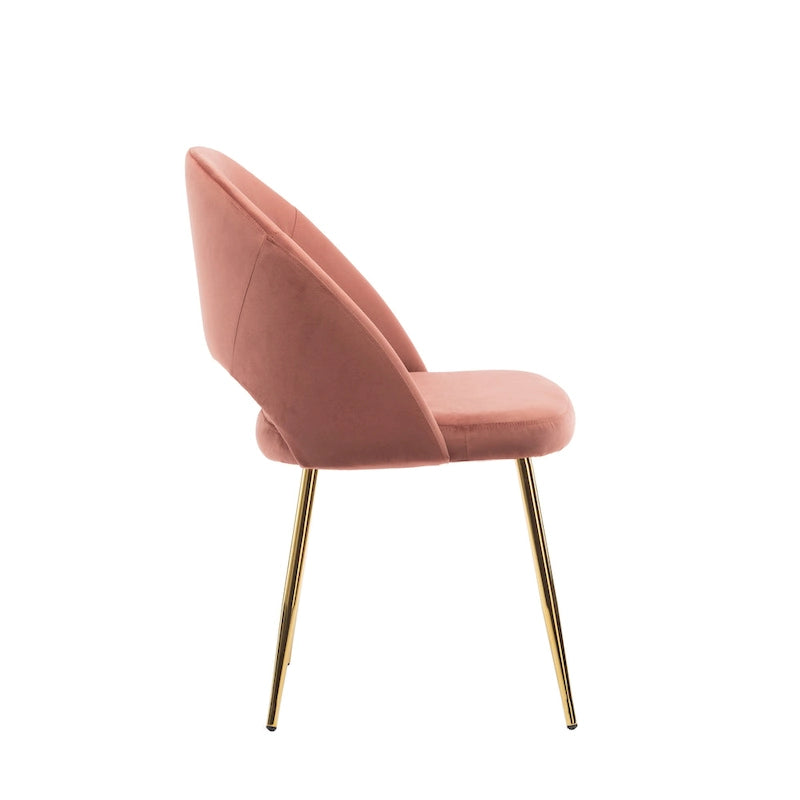 Chaises de salle à manger en velours avec pieds en métal doré (lot de 2)