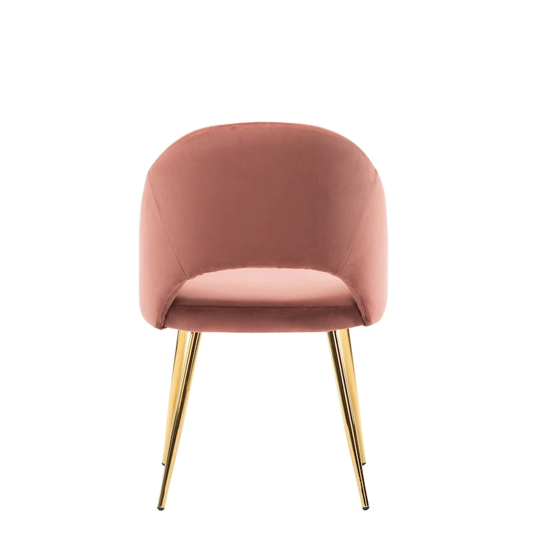 Chaises de salle à manger en velours avec pieds en métal doré (lot de 2)