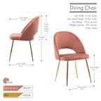 Chaises de salle à manger en velours avec pieds en métal doré (lot de 2)