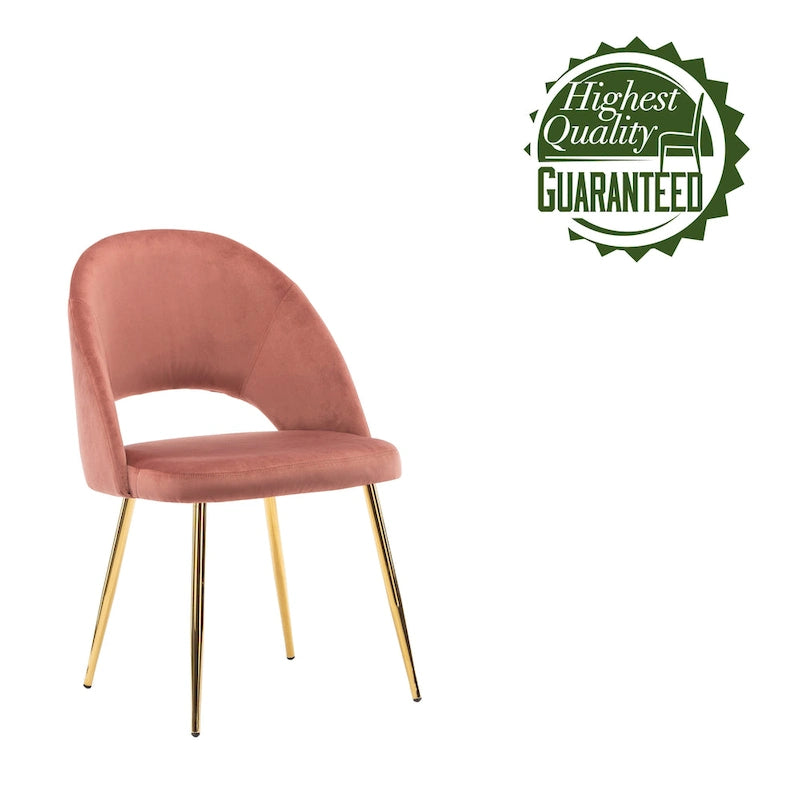 Chaises de salle à manger en velours avec pieds en métal doré (lot de 2)