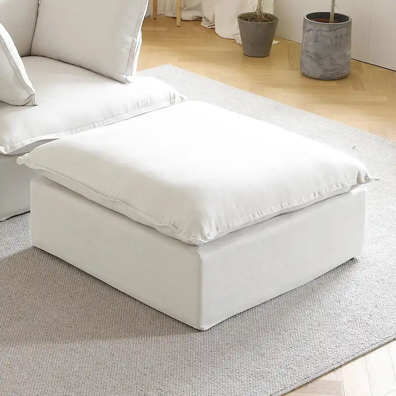 Pouf moderne rembourré en lin