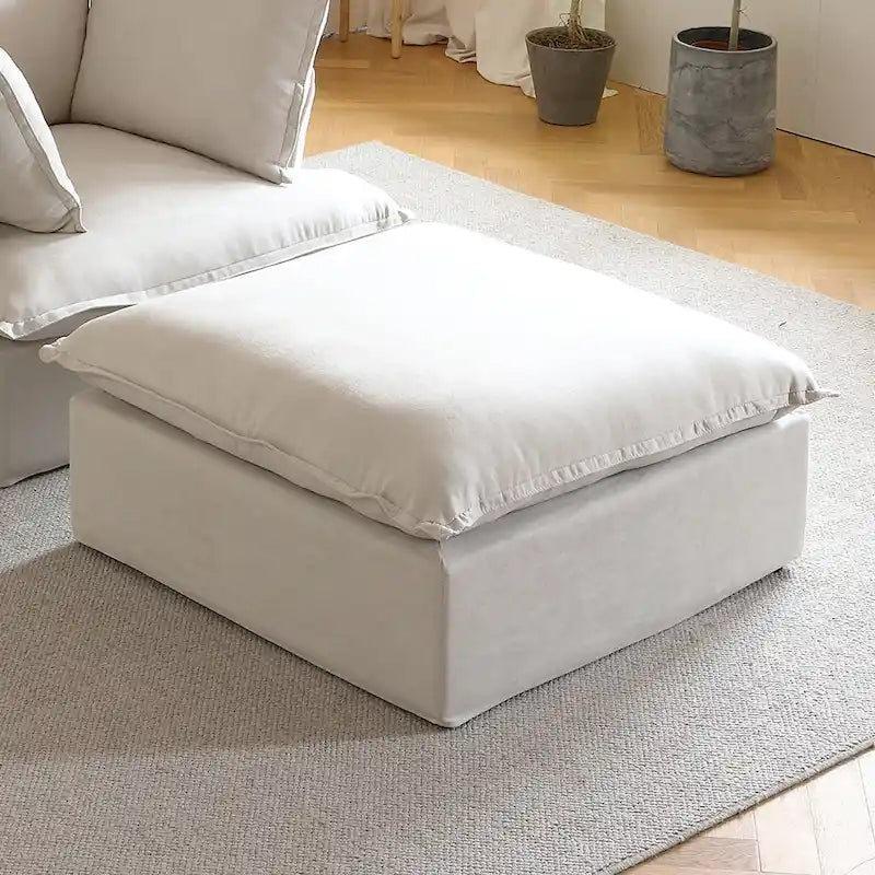 Pouf moderne rembourré en lin