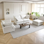 Pouf moderne rembourré en lin