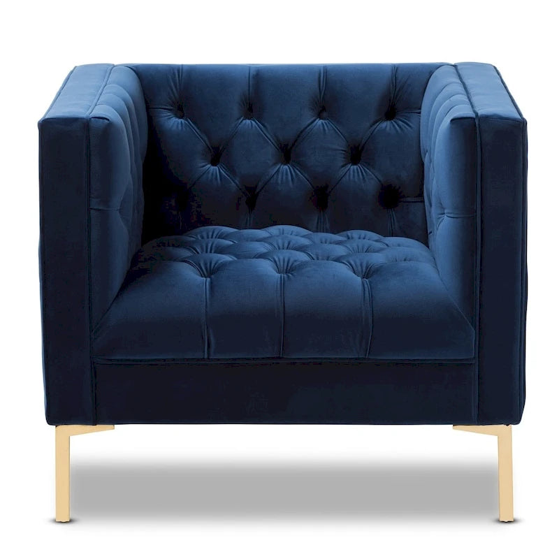 Chaise longue Glamour en velours et or