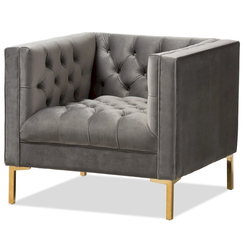 Chaise longue Glamour en velours et or