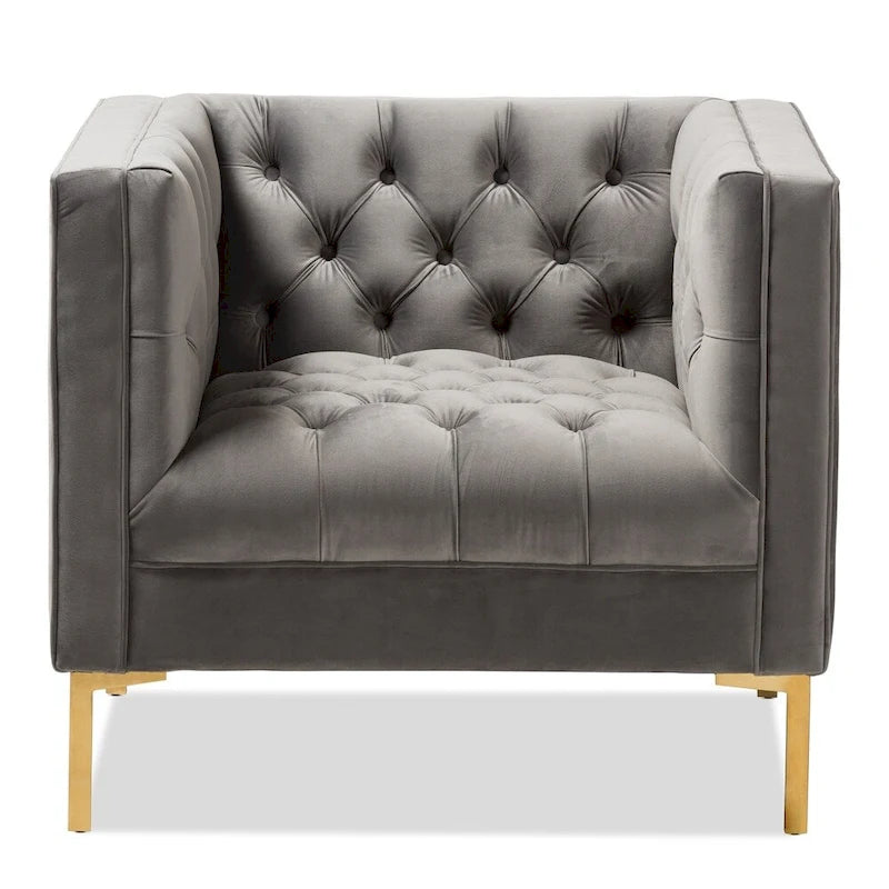 Chaise longue Glamour en velours et or