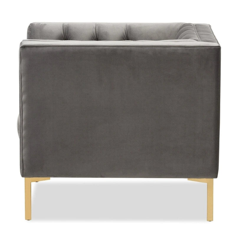 Chaise longue Glamour en velours et or