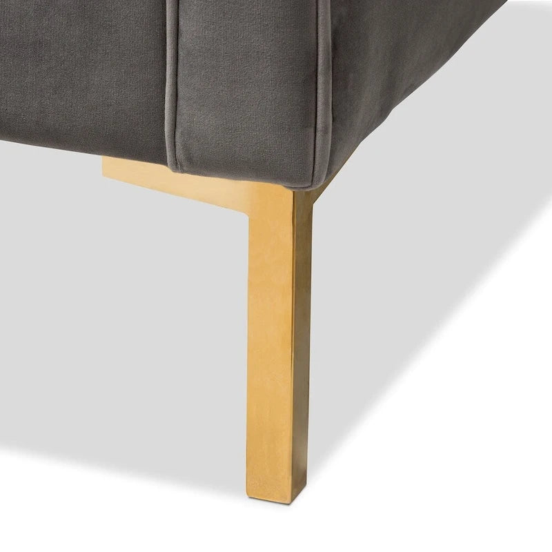 Chaise longue Glamour en velours et or