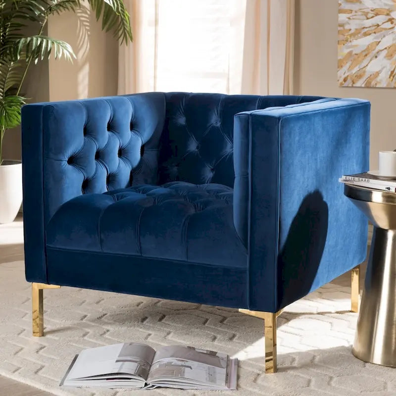 Chaise longue Glamour en velours et or