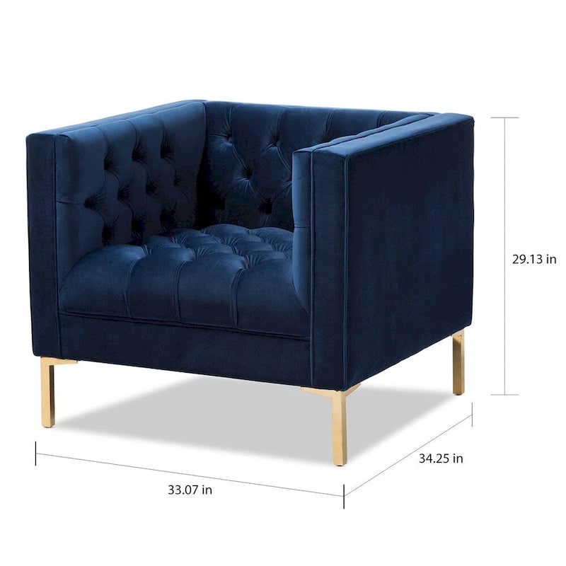 Chaise longue Glamour en velours et or