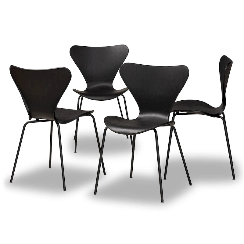 Ensemble de 4 chaises de salle à manger modernes et contemporaines en plastique/métal