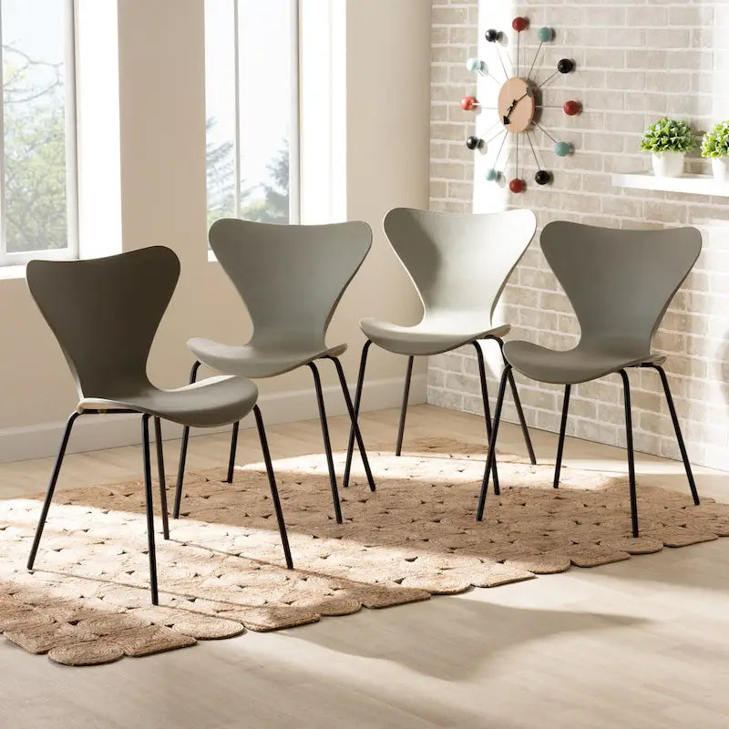Ensemble de 4 chaises de salle à manger modernes et contemporaines en plastique/métal