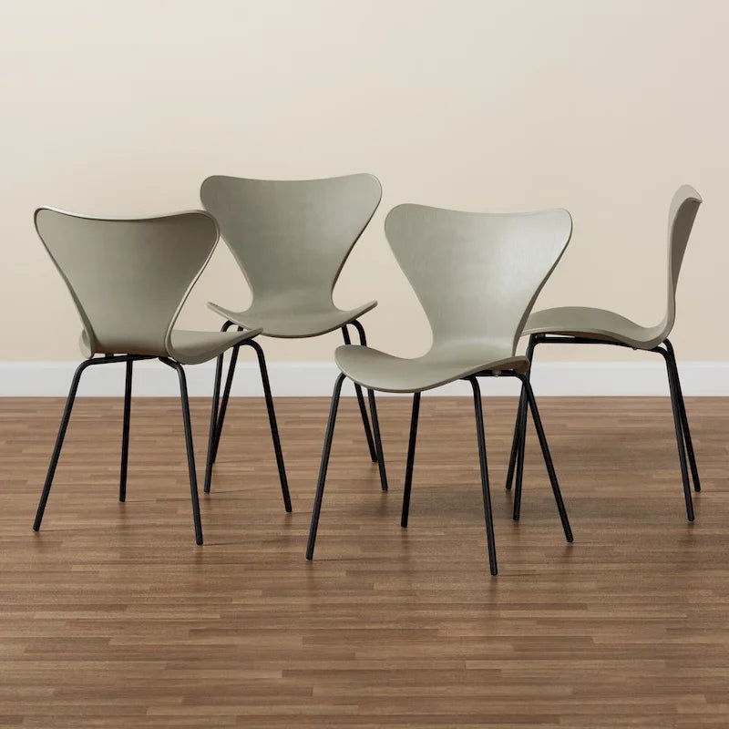 Ensemble de 4 chaises de salle à manger modernes et contemporaines en plastique/métal