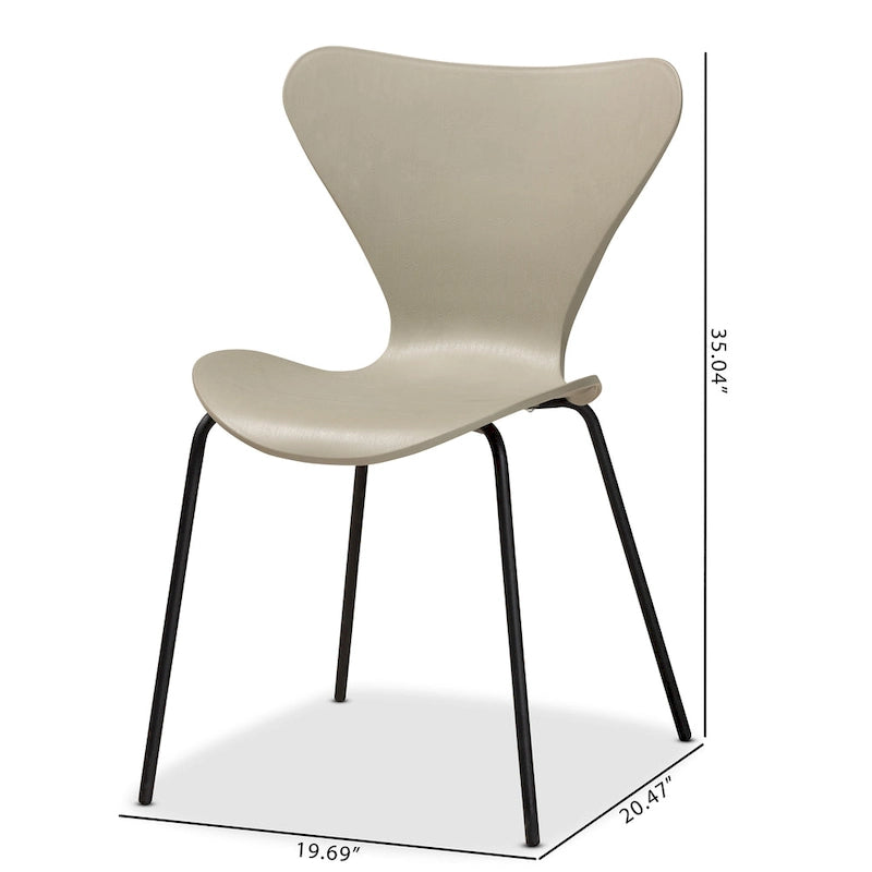 Ensemble de 4 chaises de salle à manger modernes et contemporaines en plastique/métal