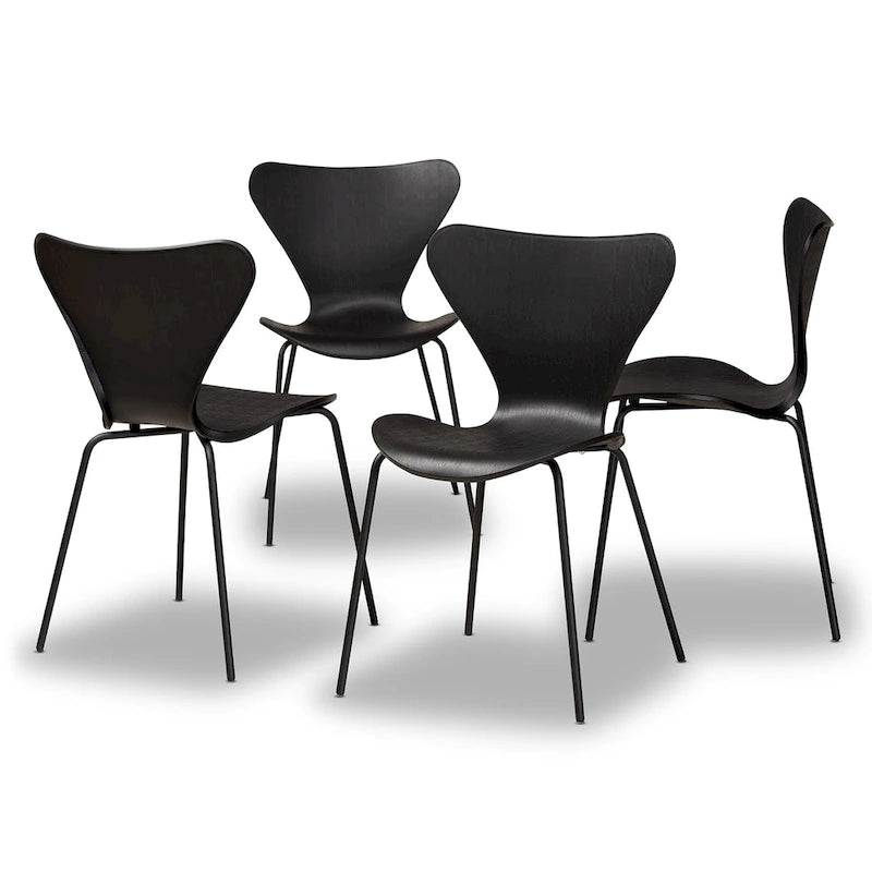 Ensemble de 4 chaises de salle à manger modernes et contemporaines en plastique/métal