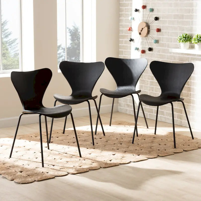 Ensemble de 4 chaises de salle à manger modernes et contemporaines en plastique/métal