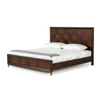 Lit moderne en acacia et laiton