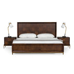 Lit moderne en acacia et laiton