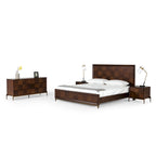 Lit moderne en acacia et laiton