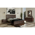Lit moderne en acacia et laiton