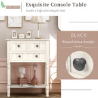 Console étroite, table d'entrée rustique, table basse étroite, trois tiroirs de rangement et étagère inférieure