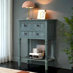 Console étroite, table d'entrée rustique, table basse étroite, trois tiroirs de rangement et étagère inférieure