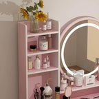 Coiffeuse 80 cm de large avec tabouret, miroir et 3 couleurs de lumière - 80 cm de large