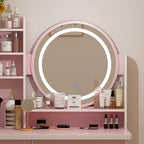 Coiffeuse 80 cm de large avec tabouret, miroir et 3 couleurs de lumière - 80 cm de large