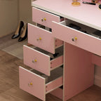 Coiffeuse 80 cm de large avec tabouret, miroir et 3 couleurs de lumière - 80 cm de large