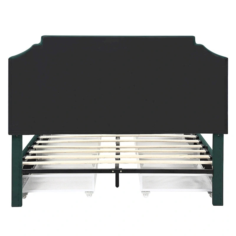 Lit plateforme Art Déco avec rangement 4 tiroirs