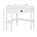 Bureau d'angle, bureau d'ordinateur triangulaire avec tiroir et étagères de rangement pour petit espace