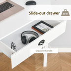 Bureau d'angle, bureau d'ordinateur triangulaire avec tiroir et étagères de rangement pour petit espace
