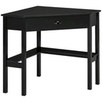 Bureau d'angle, bureau d'ordinateur triangulaire avec tiroir et étagères de rangement pour petit espace