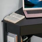 Bureau d'angle, bureau d'ordinateur triangulaire avec tiroir et étagères de rangement pour petit espace
