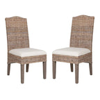 Chaises de salle à manger capitonnées en rotin naturel par - Lot de 2 par