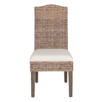 Chaises de salle à manger capitonnées en rotin naturel par - Lot de 2 par