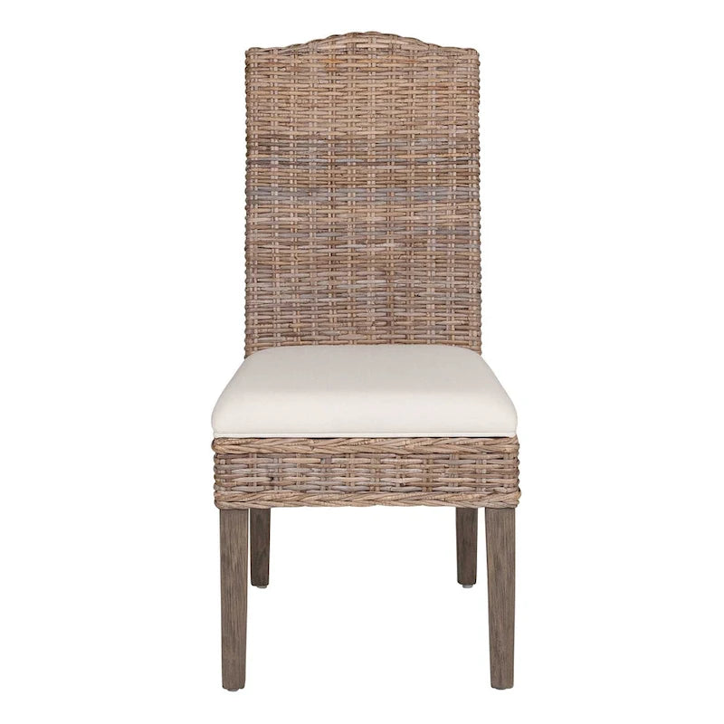 Chaises de salle à manger capitonnées en rotin naturel par - Lot de 2 par