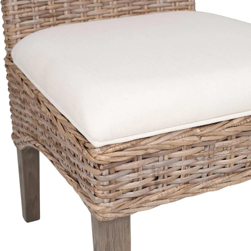 Chaises de salle à manger capitonnées en rotin naturel par - Lot de 2 par