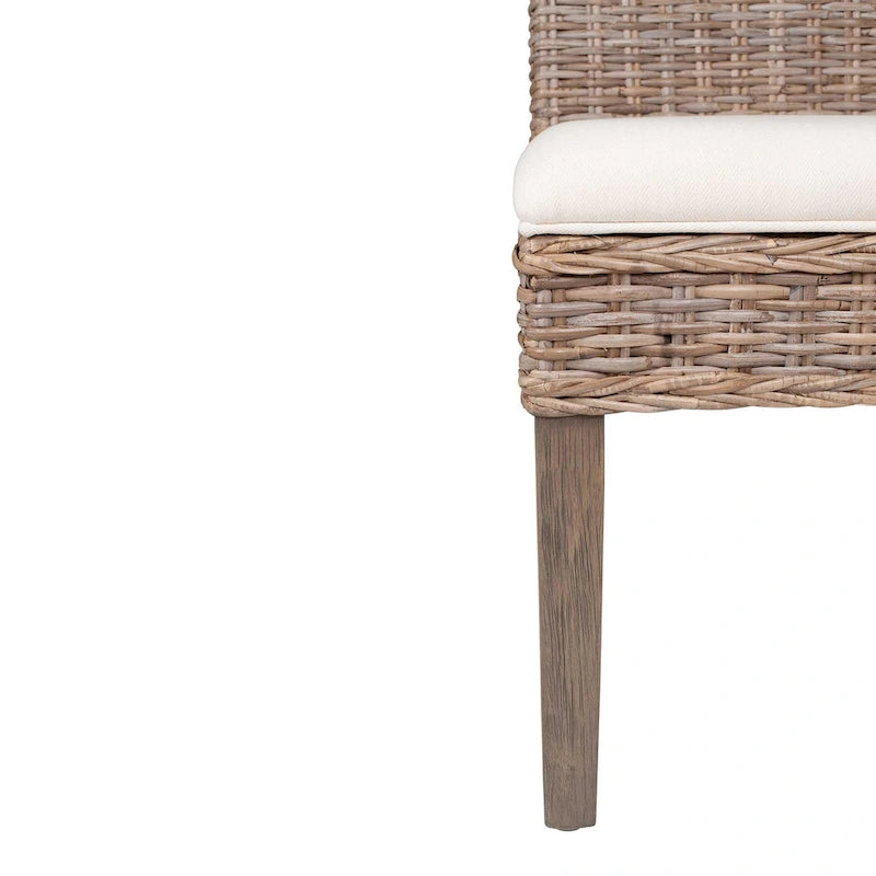 Chaises de salle à manger capitonnées en rotin naturel par - Lot de 2 par