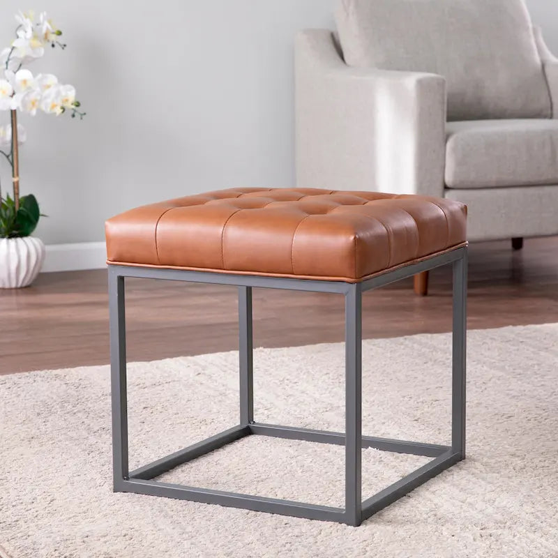 Mini-ottoman marron selle